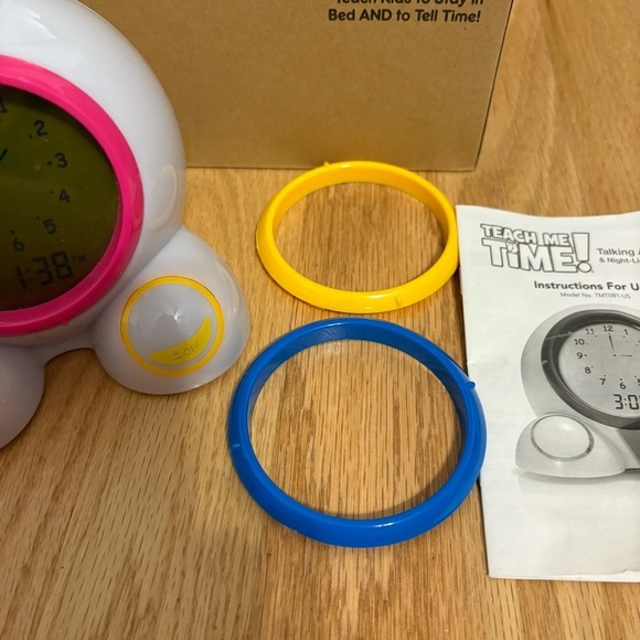 Teach Me Time Talking Alarm Clock for Kids - White, Pink, Yellow, Blue Learning - Picture 3 of 5